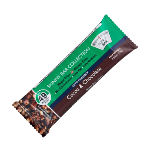 Skinny Bars Sugar Free, Vegan Friendly - Cocoa & Chocolate Gluten Free Snacks 20 pcs