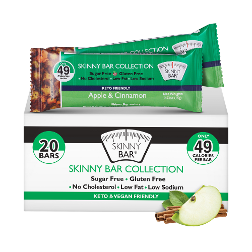 Skinny Bars Sugar Free, Vegan Friendly - Apples & Cinnamon Gluten Free Snacks 20 pcs