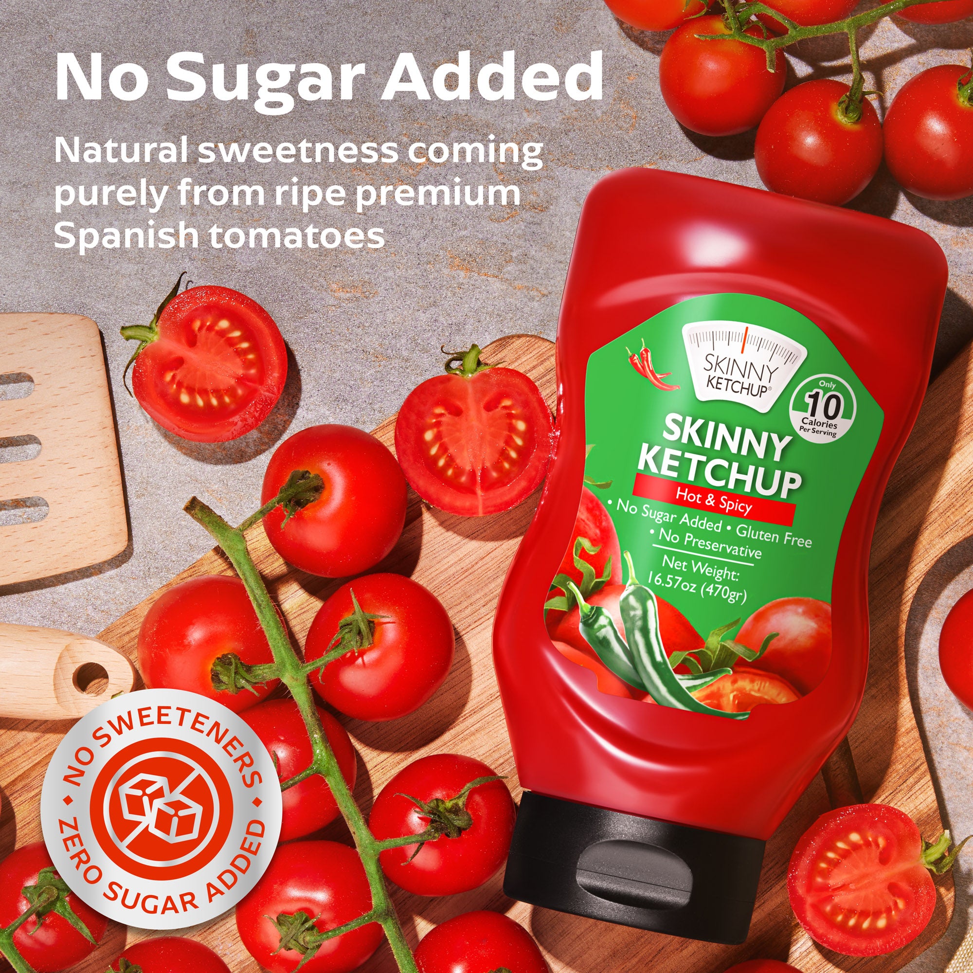 Spicy Skinny Ketchup 4 Pack - Sugar Free, Vegan Friendly