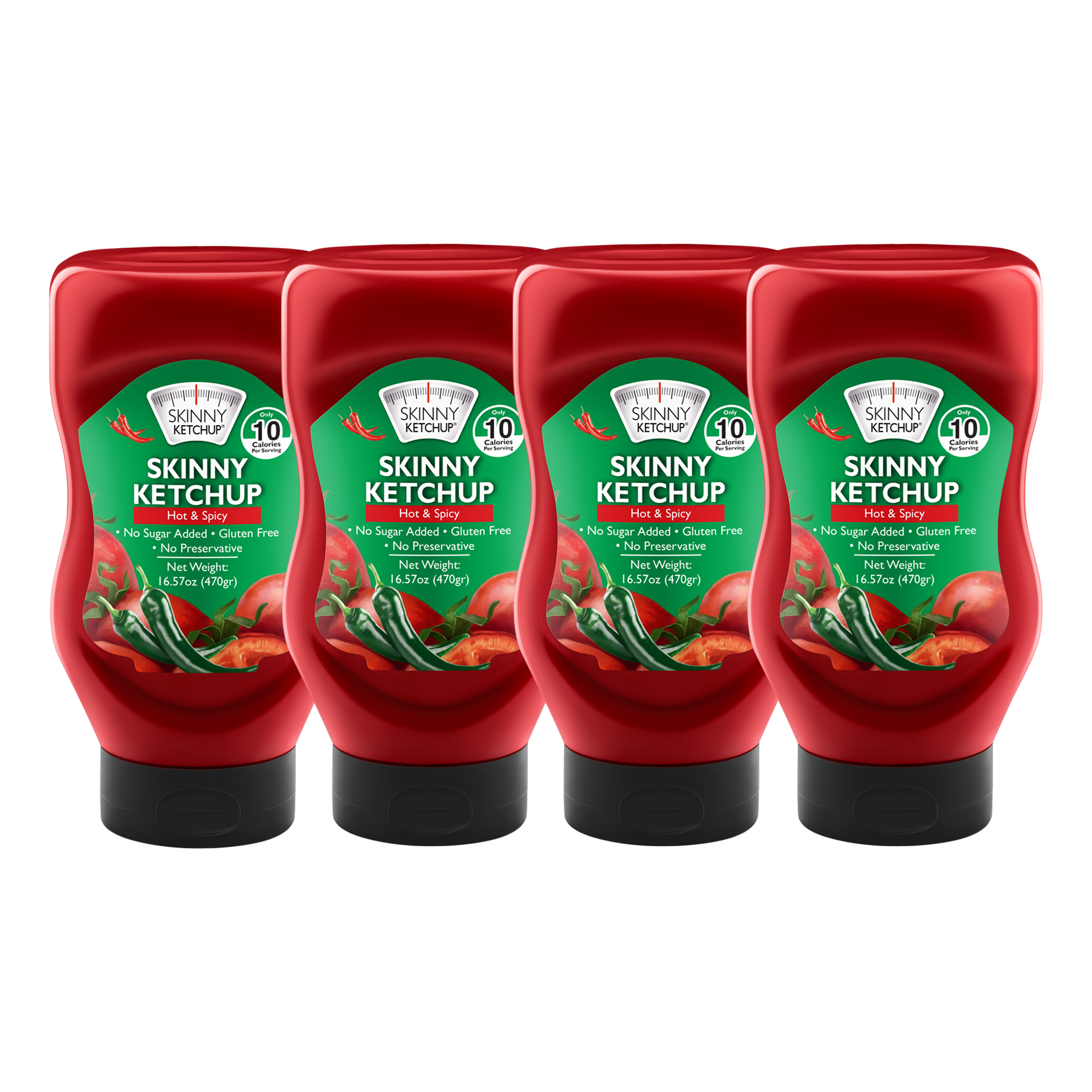 Spicy Skinny Ketchup 4 Pack - Sugar Free, Vegan Friendly