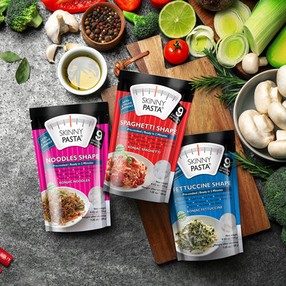 Skinny Pasta 9.52 oz - The Only Odor Free 100% Konjac Noodle - Low Calorie Food - Variety Pack