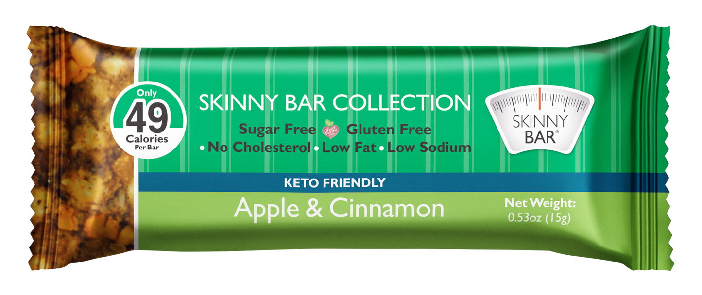 Skinny Bars Sugar Free, Vegan Friendly - Apples & Cinnamon Gluten Free Snacks 20 pcs