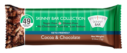Skinny Bars Sugar Free, Vegan Friendly - Cocoa & Chocolate Gluten Free Snacks 20 pcs
