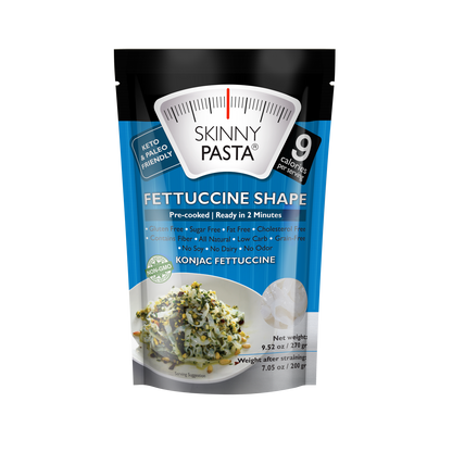 Skinny Pasta 9.52 oz - The Only Odor Free 100% Konjac Noodle - Low Calorie Food - Fettuccine