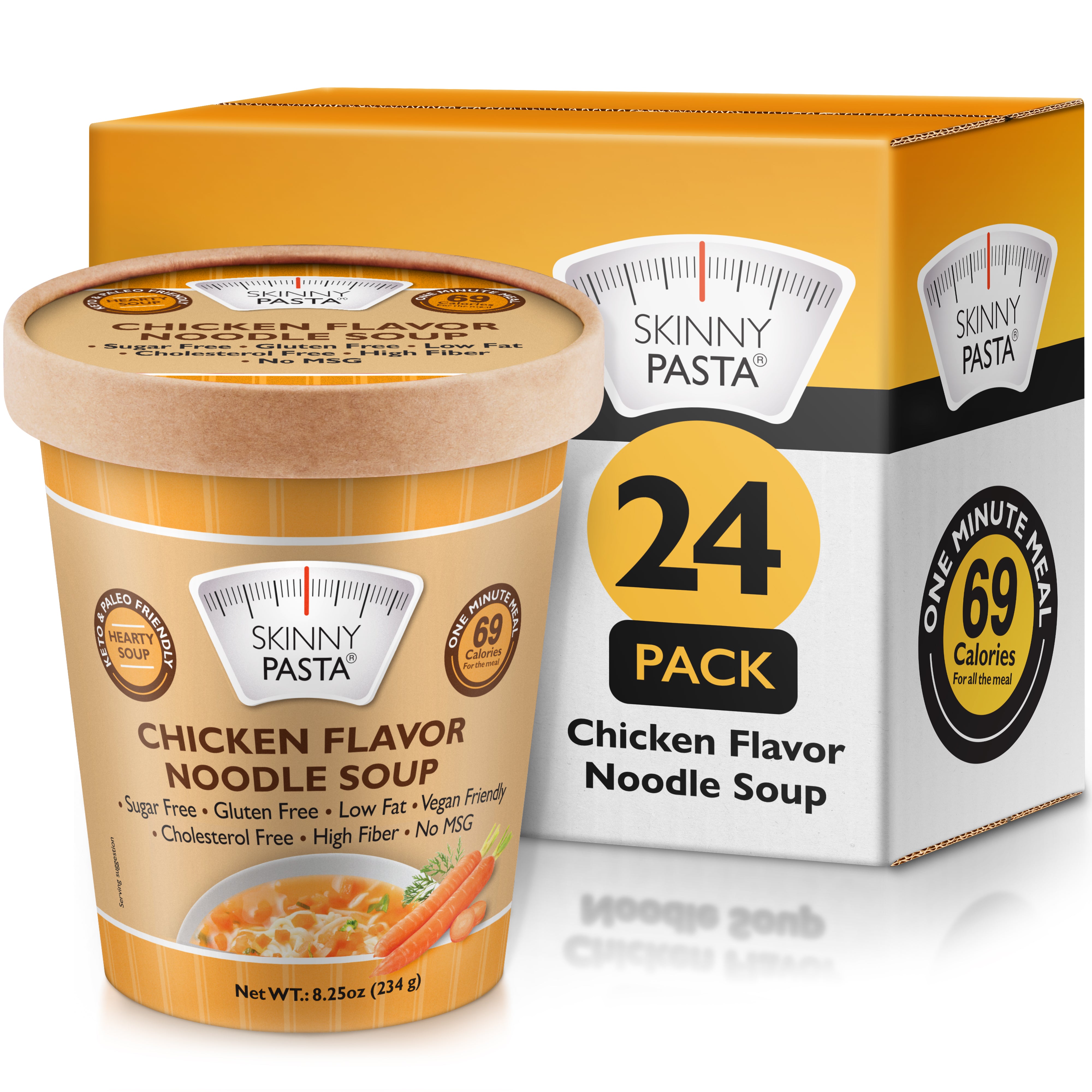 Skinny Soup Chicken Flavor - 24 Pack : Instant, Low-Calorie, Ready-to-Eat Noodles