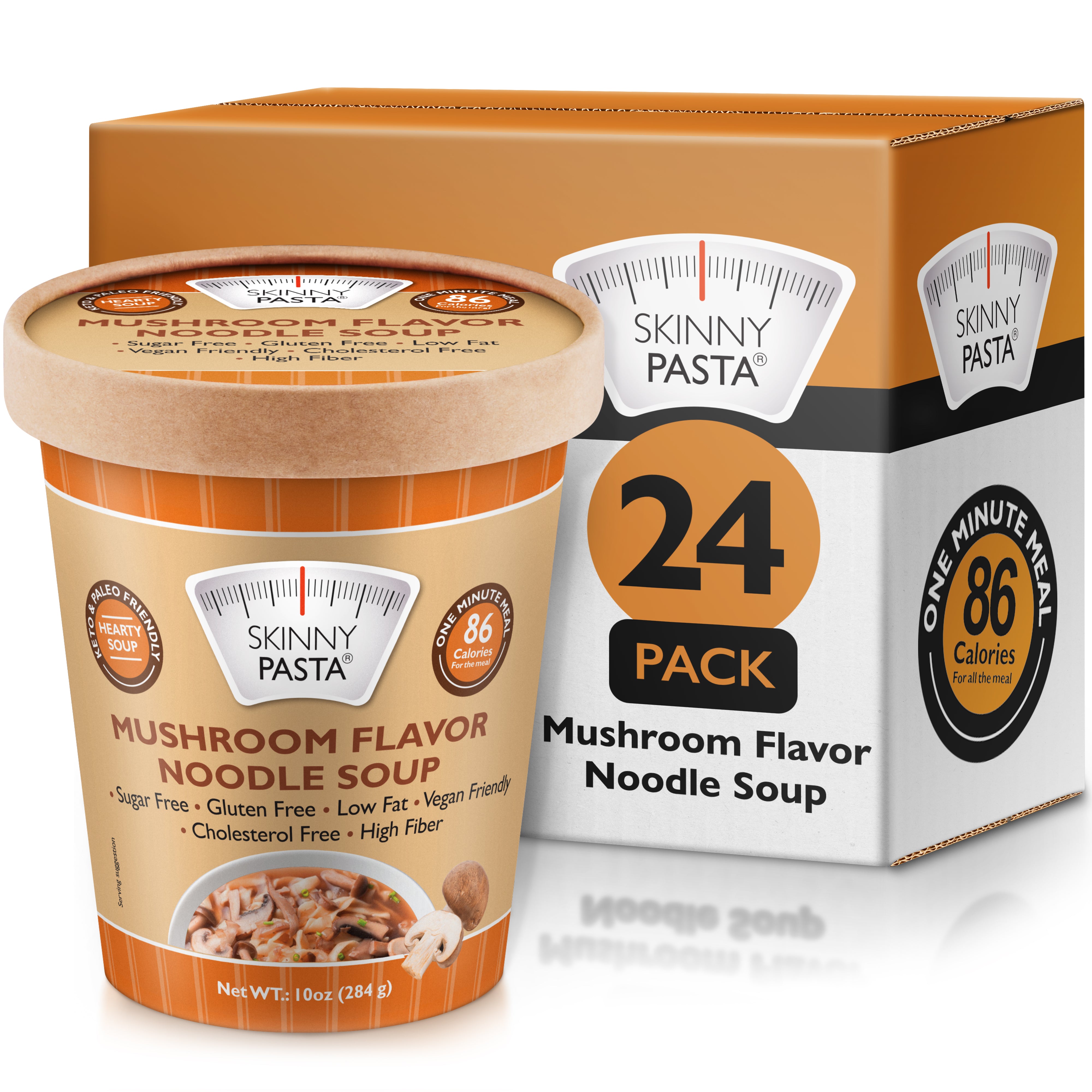 Skinny Soup Mushroom Flavor - 24 Pack: Instant, Low-Calorie, Ready-to-Eat Noodles