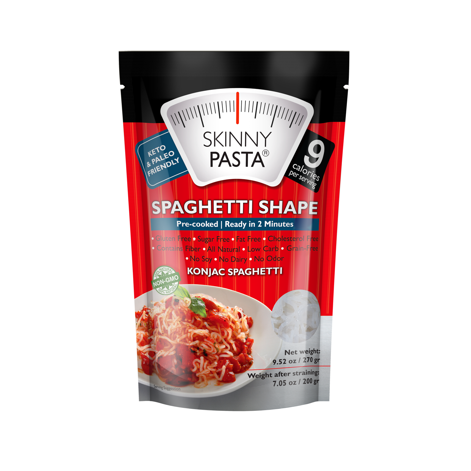 Skinny Pasta 9.52 oz - The Only Odor Free 100% Konjac Noodle - Low Calorie Food - Spaghetti - 6 Pack