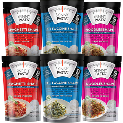 Skinny Pasta 9.52 oz - The Only Odor Free 100% Konjac Noodle - Low Calorie Food - Variety Pack