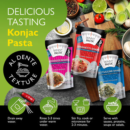 Skinny Pasta 9.52 oz - The Only Odor Free 100% Konjac Noodle - Low Calorie Food - Variety Pack
